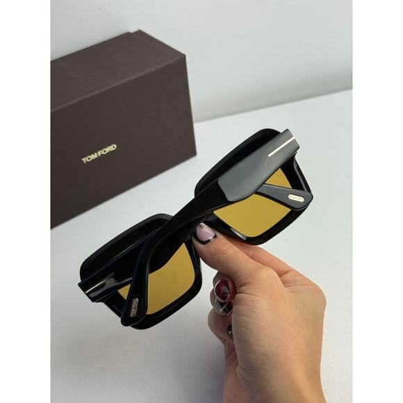NEW Tom Ford FT1157 Esme Sunglasses in Black Yellow Square main image 5